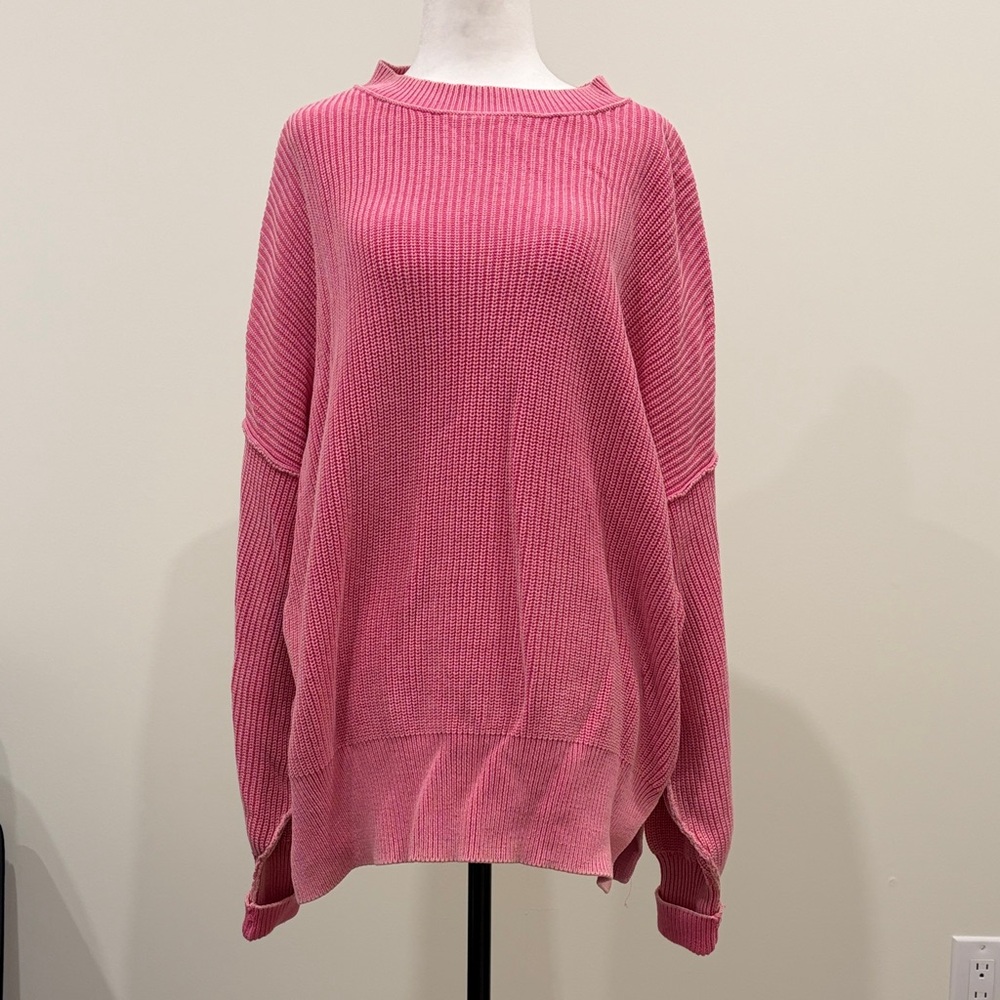 Aerie Vibrant Pink Crew Neck Sweater